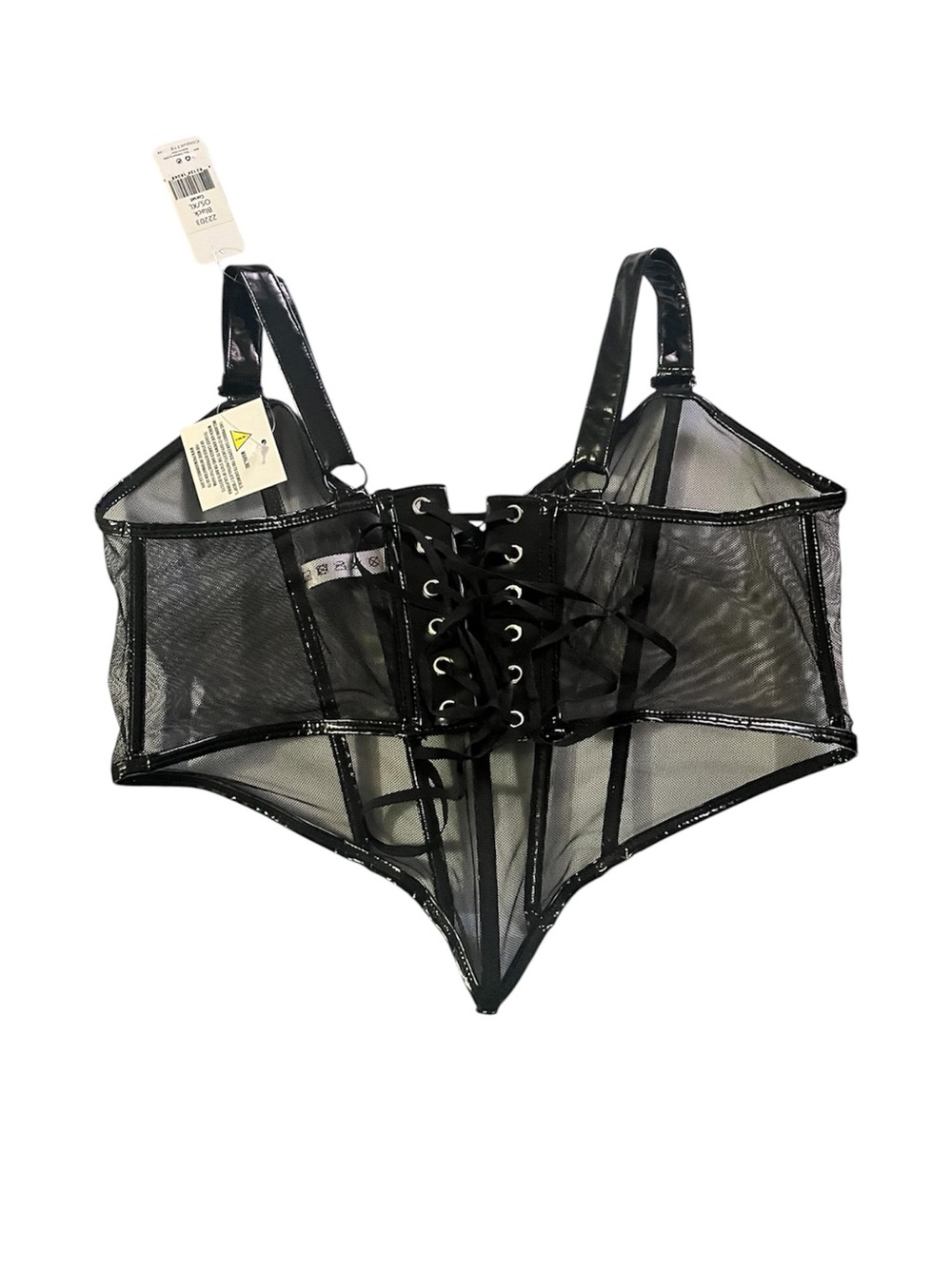 Sheer Black Lace-Up Mesh Corset Darque by Coquette - Picture 3 of 5